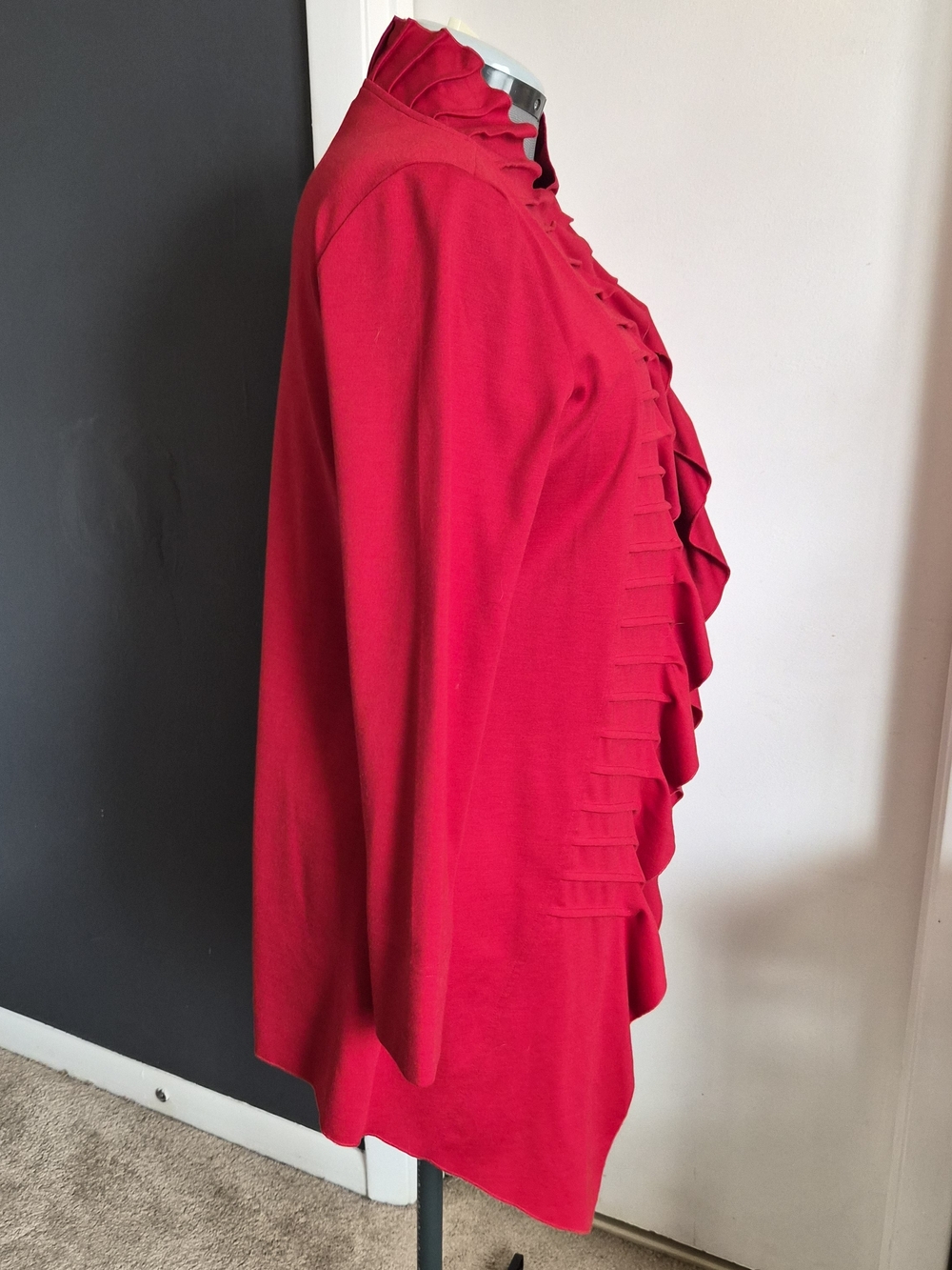 Multiples Red Ruffle-Front Blazer - Picture 2 of 7